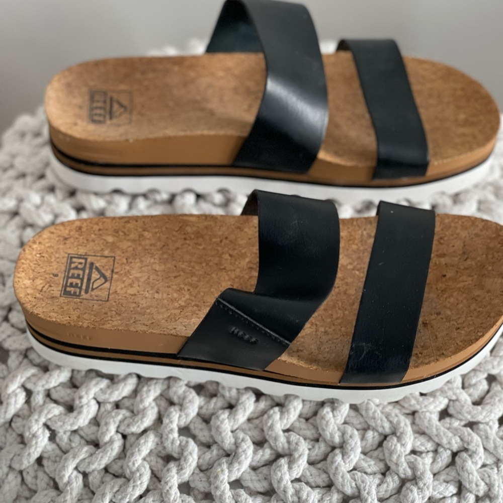 Reef Black Cork Sandals